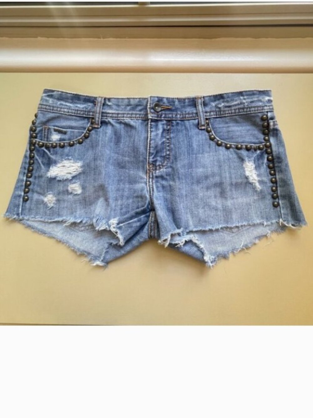 Billabong Denim Shorts 5 Blue Jean Studs Distressed